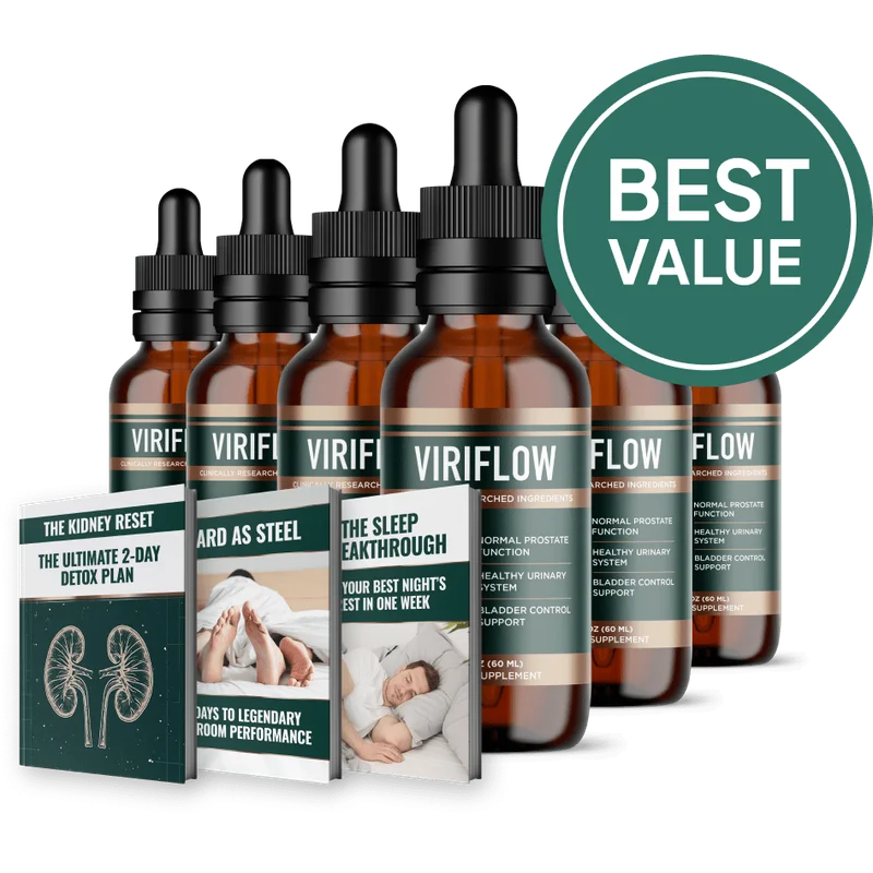 ViriFlow Natural Men's Wellness Formula — 6 Bottle / 180 Day Pack